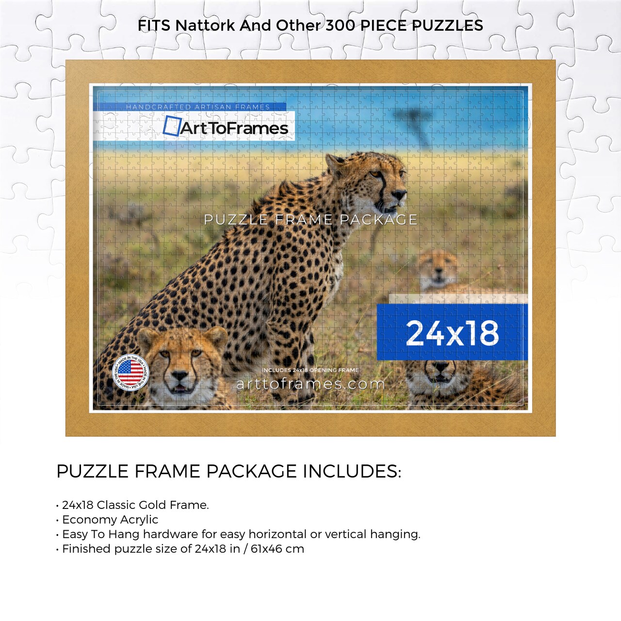 ArtToFrames 24x18 INCH / 61x46 CM Puzzle Frame for 300 piece Puzzles.This 1.25 Inch Custom MDF Frame for Puzzles Comes with Economy Acrylic, Available in Multiple Colors